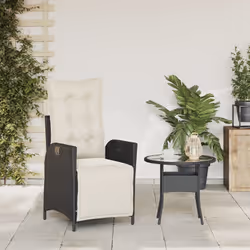 vidaXL Sedia Reclinabile da Giardino con Poggiapiedi Nera Polyrattan - Vista aggiuntiva 3