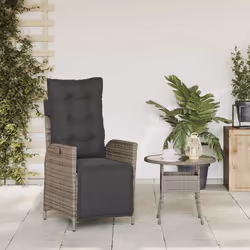 vidaXL Sedia Reclinabile da Giardino con Poggiapiedi Grigia Polyrattan - Vista aggiuntiva 3