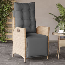 vidaXL Sedia Reclinabile Giardino e Poggiapiedi Beige Misto Polyrattan