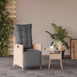 vidaXL Sedia Reclinabile Giardino e Poggiapiedi Beige Misto Polyrattan - Vista aggiuntiva 3