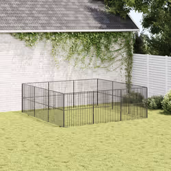Box per Cani 12 Pannelli Nero Acciaio Zincatocod mxl 111582 - Vista aggiuntiva 3