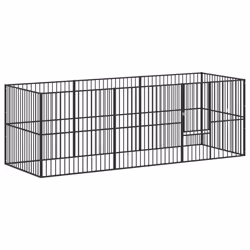 Box per Cani 8 Pannelli Nero Acciaio Zincatocod mxl 88594 - Vista aggiuntiva 2