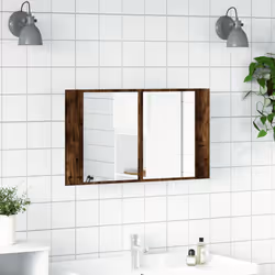 Armadietto a Specchio con LED Rovere Fumo 80x12x45cm Acrilicocod mxl 87447 - Vista aggiuntiva 3