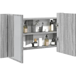Armadietto a Specchio con led Grigio Sonoma 80x12x45cm Acrilico