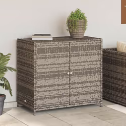 Armadietto Portaoggetti Giardino Grigio 83x45x76 cm Polyrattancod mxl 110513 - Vista aggiuntiva 3