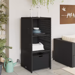 Armadietto Portaoggetti da Giardino Nero 50x55x115cm Polyrattancod mxl 111666 - Vista aggiuntiva 3