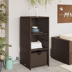 vidaXL Armadietto Portaoggetti Giardino Marrone 50x55x115cm Polyrattan - Vista aggiuntiva 3