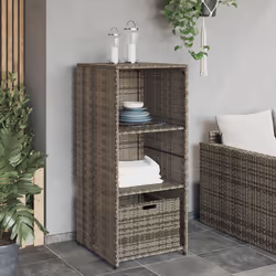 Armadietto Portaoggetti Giardino Grigio 50x55x115cm Polyrattancod mxl 134544 - Vista aggiuntiva 3