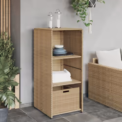 Armadietto Portaoggetti Giardino Beige 50x55x115cm Polyrattancod mxl 86546 - Vista aggiuntiva 3