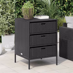 Armadietto Portaoggetti da Giardino Nero 55x59x80cm Polyrattancod mxl 110515 - Vista aggiuntiva 3