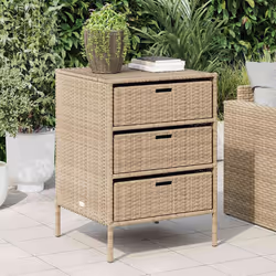 Armadietto Portaoggetti da Giardino Beige 55x59x80cm Polyrattancod mxl 134545 - Vista aggiuntiva 3
