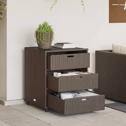 Armadietto Portaoggetti Giardino Marrone 55x59x69cm Polyrattancod mxl 134543 - Vista aggiuntiva 3