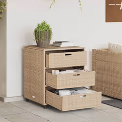 Armadietto Portaoggetti da Giardino Beige 55x59x69cm Polyrattancod mxl 110516 - Vista aggiuntiva 3