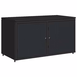 Armadietto Portaoggetti Giardino Nero 110x55x60,5cm Polyrattancod mxl 86547 - Vista aggiuntiva 2