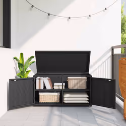 Armadietto Portaoggetti Giardino Nero 110x55x60,5cm Polyrattancod mxl 86547 - Vista aggiuntiva 3