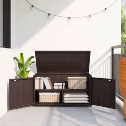 Armadietto Portaoggetti Giardino Marrone 110x55x60,5 Polyrattancod mxl 134548 - Vista aggiuntiva 3