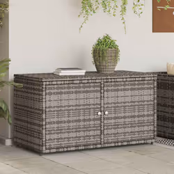 vidaXL Armadietto Portaoggetti Giardino Grigio 110x55x60,5 Polyrattan - Vista aggiuntiva 3