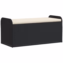 Cassapanca con Cuscino Nera 115x51x52 cm in Polyrattancod mxl 112072 - Vista aggiuntiva 2