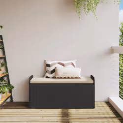 Cassapanca con Cuscino Nera 115x51x52 cm in Polyrattancod mxl 112072 - Vista aggiuntiva 3