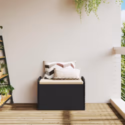 Cassapanca con Cuscino Nera 80x51x52 cm in Polyrattancod mxl 88039 - Vista aggiuntiva 3