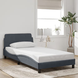 Giroletto con Testiera Grigio Scuro 100x200 cm in Velluto Vidaxl 61165