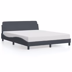 vidaXL Giroletto senza Materasso Grigio Scuro 160x200 cm Velluto - Vista aggiuntiva 2