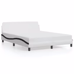 vidaXL Giroletto con Testiera Nero e Bianco 160x200 cm in Similpelle - Vista aggiuntiva 2
