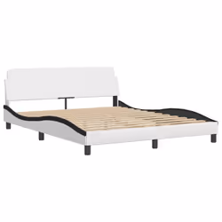 vidaXL Giroletto con Testiera Nero e Bianco 160x200 cm in Similpelle - Vista aggiuntiva 3