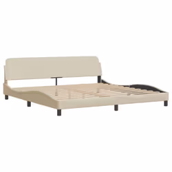 vidaXL Giroletto senza Materasso Crema 200x200 cm in Tessuto - Vista aggiuntiva 3