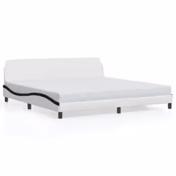 vidaXL Giroletto con Testiera Bianco e Nero 200x200 cm in Similpelle - Vista aggiuntiva 2