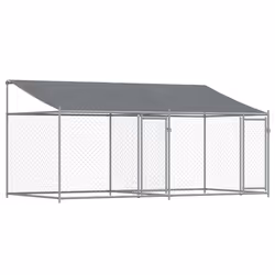 Gabbia Cani con Tetto e Porte Grigia 4x2x2 m in Acciaio Zincatocod mxl 110868 - Vista aggiuntiva 2