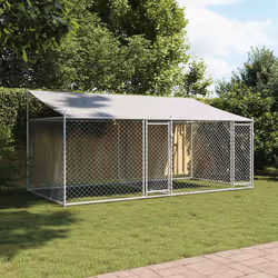 Gabbia Cani con Tetto e Porte Grigia 4x2x2 m in Acciaio Zincatocod mxl 110868 - Vista aggiuntiva 3