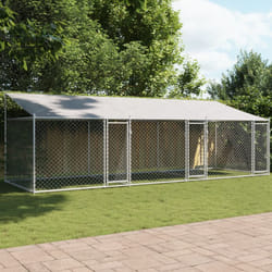 Gabbia Cani con Tetto e Porte Grigia 6x2x2 m in Acciaio Zincato Vidaxl