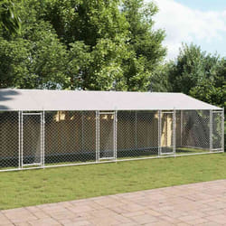 Vidaxl - Gabbia Cani con Tetto e Porte Grigia 10x2x2 m Acciaio Zincato
