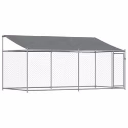 Gabbia Cani con Tetto e Porta Grigia 4x2x2 m in Acciaio Zincatocod mxl 110867 - Vista aggiuntiva 2