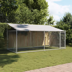 Gabbia Cani con Tetto e Porta Grigia 4x2x2 m in Acciaio Zincatocod mxl 110867 - Vista aggiuntiva 3