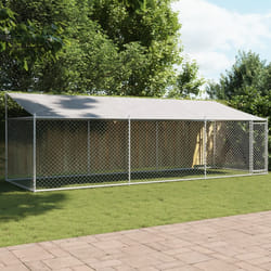 Gabbia Cani con Tetto e Porta Grigia 6x2x2 m in Acciaio Zincatocod mxl 86882