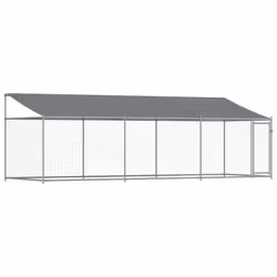 Gabbia Cani con Tetto e Porta Grigia 6x2x2 m in Acciaio Zincatocod mxl 86882 - Vista aggiuntiva 2