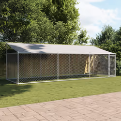 Gabbia Cani con Tetto e Porta Grigia 6x2x2 m in Acciaio Zincatocod mxl 86882 - Vista aggiuntiva 3