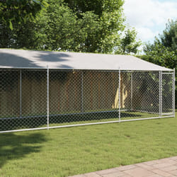 Gabbia Cani con Tetto e Porta Grigia 8x2x2 m in Acciaio Zincato Vidaxl