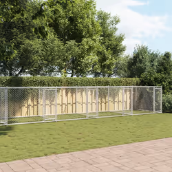 Gabbia per Cani con Porte Grigia 10x2x1,5 m in Acciaio Zincatocod mxl 86884 - Vista aggiuntiva 3