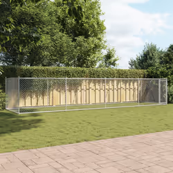 Gabbia per Cani con Porta Grigia 8x2x1,5 m in Acciaio Zincatocod mxl 110871 - Vista aggiuntiva 3