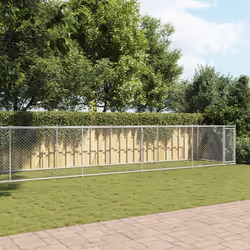 Gabbia per Cani con Porta Grigia 10x2x1,5 m in Acciaio Zincatocod mxl 86885 - Vista aggiuntiva 3