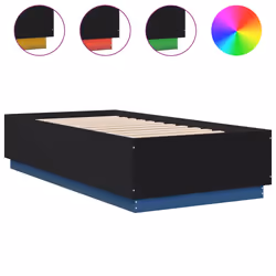 vidaXL Giroletto con Luci LED Nero 90x190 cm in Legno Multistrato - Vista aggiuntiva 2