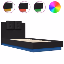 Giroletto con Testiera e LED Nero 100x200 cmcod mxl 114696 - Vista aggiuntiva 2