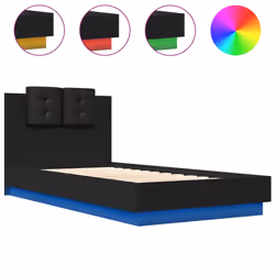 Giroletto con Testiera e LED Nero 75x190 cmcod mxl 114811 - Vista aggiuntiva 2