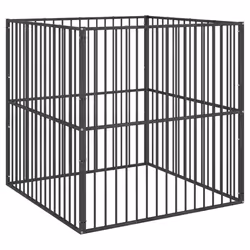 Box per Cani 4 Pannelli Nero Acciaio Zincatocod mxl 111641 - Vista aggiuntiva 2