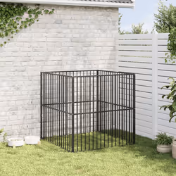 Box per Cani 4 Pannelli Nero Acciaio Zincatocod mxl 111641 - Vista aggiuntiva 3