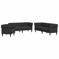VidaXL 3209193, Nero, Schiuma, Poliestere, Polywood, Legno, 3 seduta(e), 2,02 m, 74,5 cm