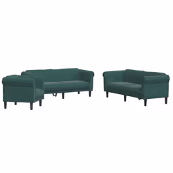 Set di Divani 3 pz Verde Scuro in Vellutocod mxl 91736 - Vista aggiuntiva 2